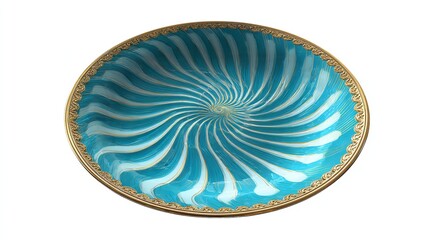 Decorative turquoise bowl with gold trim swirl design home decor serving bowl kitchenware art dishware