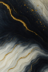 Elegant Black and White Marble Texture with Gold Veins.  Abstract Luxury Background