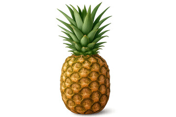 Fototapeta premium Photorealistic 3d rendering of a ripe pineapple with green crown on a transparent background, perfect for compositions