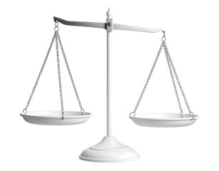 A pristine and perfectly balanced traditional scale of justice symbolizes fairness and equality