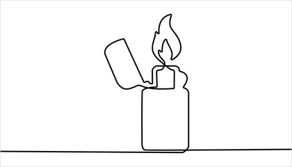 Lighter Continuous one line drawing illustration. abstract line art illustration. Continuous line drawing. Lighter. Black isolated on white background. Hand drawn vector illustration. 