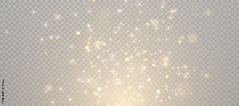 Poster light effect with lots of shiny highlights shining on transparent background for christmas new year 