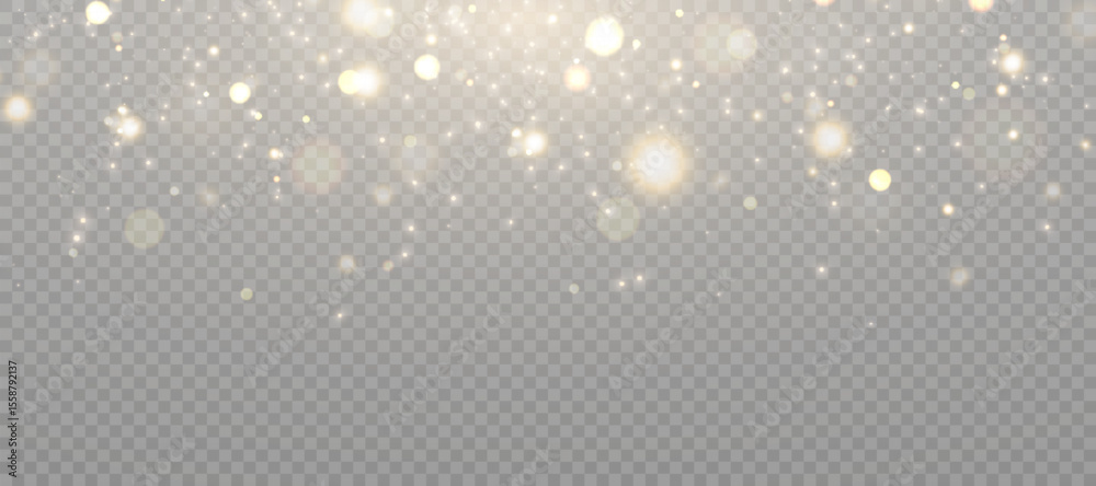Poster Light effect with lots of shiny highlights shining on transparent background for christmas new year design.	