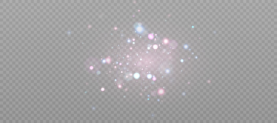 A bokeh and glitter effect of glowing pastel colored particles floating on a transparent PNG background. Perfect for fantasy visuals, magical effects, UI overlays and ethereal compositions.