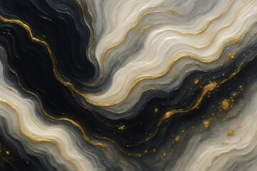 Elegant Black and White Marble Texture with Gold Veins. Abstract Luxury Background