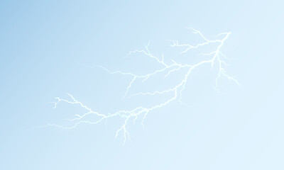 Vector lightning bolt striking diagonally across a light background. High-voltage electric arc with detailed branching for sci-fi, special effects, and energy-based visuals.
