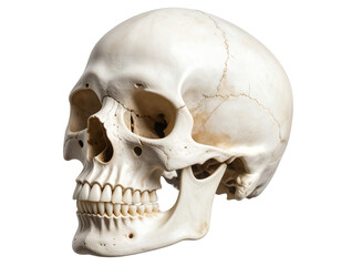 Human skull isolated on transparent background.