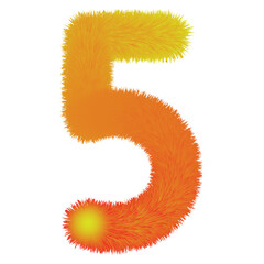 Fiery number five with a glowing sunburst effect