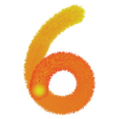 Abstract furry number six with warm gradient colors