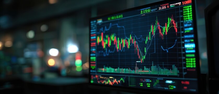 The high-resolution stock market chart displayed on a modern computer monitor.