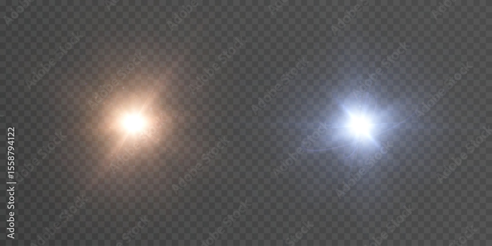 Poster Vector light effect with colorful shimmer rays and glare on transparent background PNG
