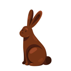 Chocolate bunny or easter treat dessert. Vector icon for edible rabbit shaped confectionary. Holiday celebration and festive basket. Spring food sculpture. Candy figure and sweets snack. Clipart.