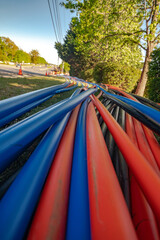 Fiber optic cables for laying underground high-speed internet connections.