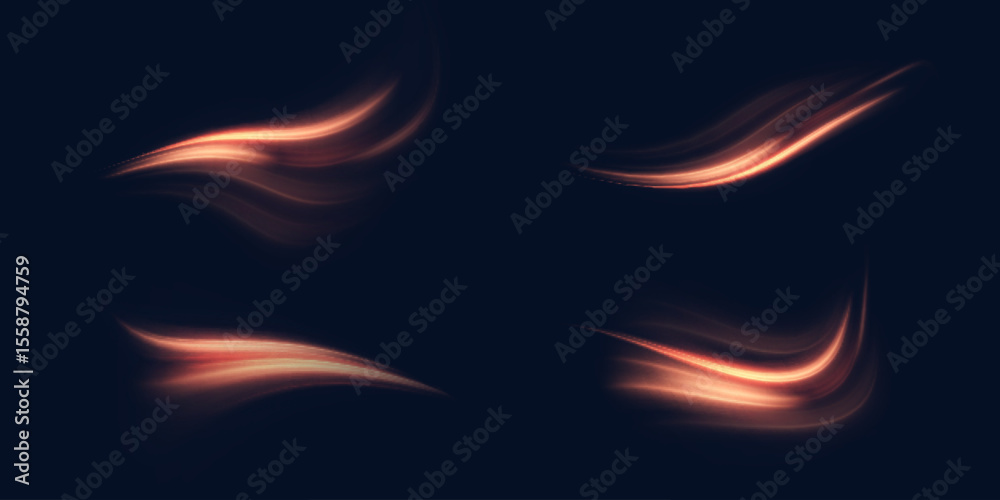 Aufkleber Light bright golden glowing colorful curved line with magic light effect. Magic wand glow effect for game interface design and illustrations.	
