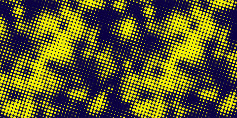 Yellow halftone on blue background. Vector dotted sparkles or halftone shine pattern texture Pop Art Style Background. EPS 10