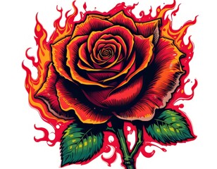 Rosa en tatuaje de fuego