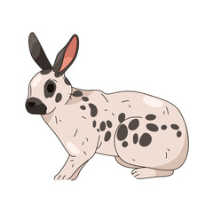 Easter bunny or dotted rabbit. Vector wildlife hare or forest animal. Herbivore wood mammal sign for April holiday or spring festive. Pet with long ears and whiskers. Farm friendly nature. Zoology.