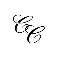 Elegant CC Monogram Logo in Black Script &ndash; Luxury Calligraphy Initial Design on White Background