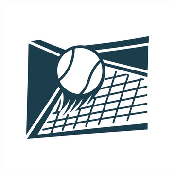 Tennis Ball Hitting Net, Minimalist Vector Icon awk Eye camera angle