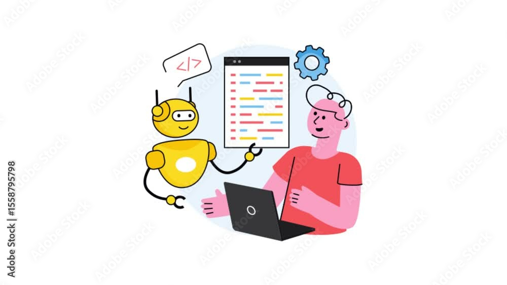 Wall mural developing robot assistant mp4 video animated
