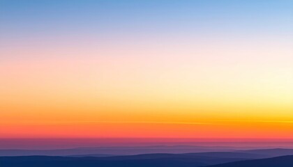 Serene sunset over rolling hills with vibrant colors blending in the sky, evoking tranquility