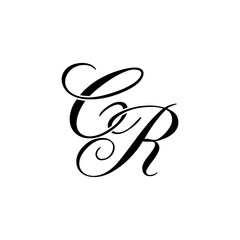 Elegant CR Monogram Logo in Black Script – Luxury Calligraphy Initial Design on White Background