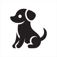 Fototapeta premium A simple, black silhouette of a small dog sitting.