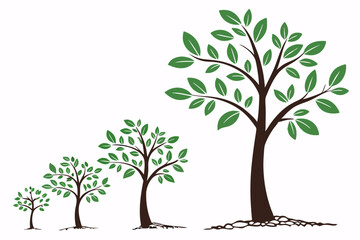 Obraz premium Simple flat vector illustration of a tree growing from a seed with colorful leaves