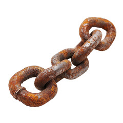 Fototapeta premium Rusty chain links isolated on black background showing texture and age