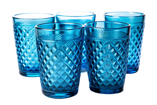  blue glass tumbler patterns  isolated on white background  PNG  , AI GENERATED