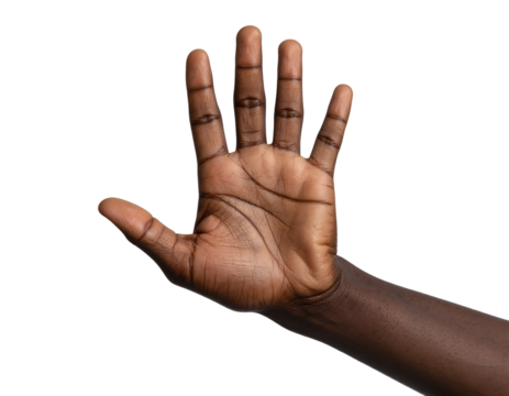 An open human hand with a visible palm and rich dark skin extends forward, offering a clear universal gesture. - Powered by Adobe
