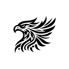 Fototapeta premium Tribal eagle head outline in black