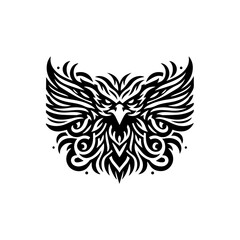 Fototapeta premium Tribal eagle head outline in black