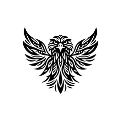 Obraz premium Tribal eagle head outline in black