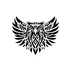 Fototapeta premium Tribal eagle head outline in black
