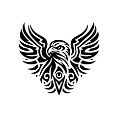 Fototapeta premium Tribal eagle head outline in black