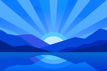 Serene Sunrise Majestic Mountains Mirrored in a Tranquil Lake