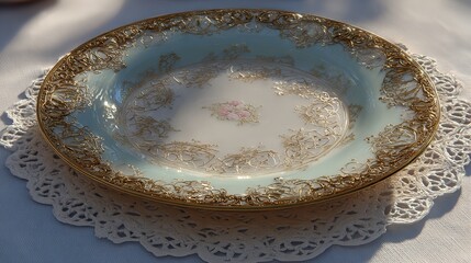 Antique porcelain bowl with gold trim floral design perfect for vintage home decor collectors display