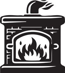 Vintage Wood Burning Stove Silhouette A Nostalgic Emblem of Warmth and Rustic Charm Depicting Comfort and Old Fashioned Heating