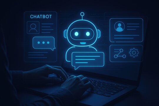 Digital chatbot interface with user interaction and data flow artificial intelligence