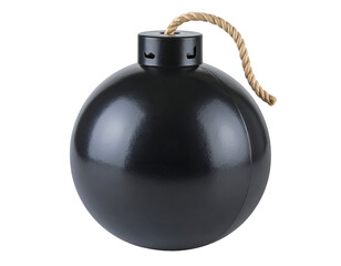 A classic black spherical bomb with a visible fuse embodies concepts of threat, power, and urgency.