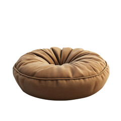 Naklejka premium Plush comfort circular cushion textile round upholstery floor pillow on transparent background