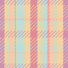 Vector seamless plaid pattern in delicate pastel colors.
Repetitive bright tartan pattern. Design for fabric, wrapping paper, textiles, social media, packaging, postcards, stickers.