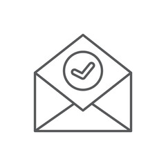 Capture the essence of confirmed communication with this elegant line style icon, featuring an open envelope and a reassuring check mark inside. Perfect for success notifications or verified messages