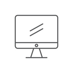 Line style icon of a desktop monitor, representing computer screens, display devices, and digital interfaces for work or home