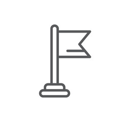 Line style icon of a flag, representing a goal, destination, bookmark, or important milestone achievement