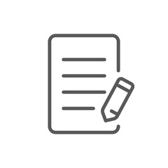 Line style icon of a document with a pencil, perfect for editing files, writing notes, or creating new content