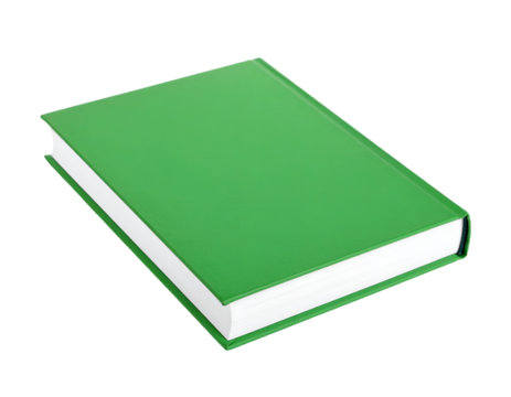 This bright green hardcover book with pristine white pages symbolizes knowledge, learning, and academic pursuits.