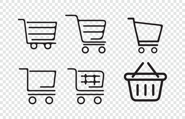 Flat Design Shopping Cart Symbols for UI and Web