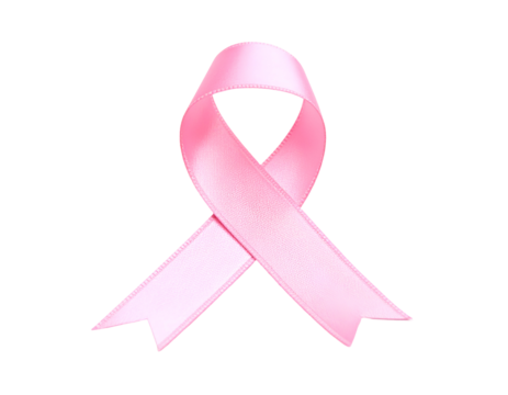 A delicate pink satin ribbon stands as a powerful symbol of hope and support for breast cancer awareness.